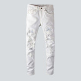 Weiße Herrenjeans mit Kristall-Patchwork